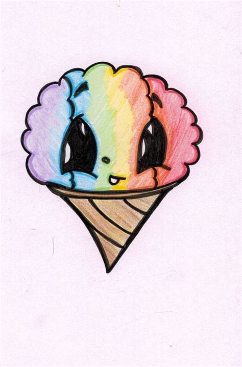 Ice Cream Cone With Eyes In The Colors Of The Rainbow Cool Easy