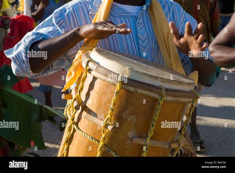Drummer In Procession Garifuna Settlement Day Annual Festival Held In