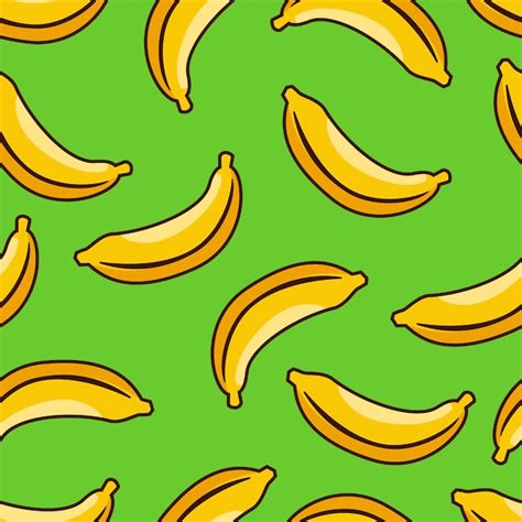 Premium Vector Yellow Banana Seamless Pattern With Green Background