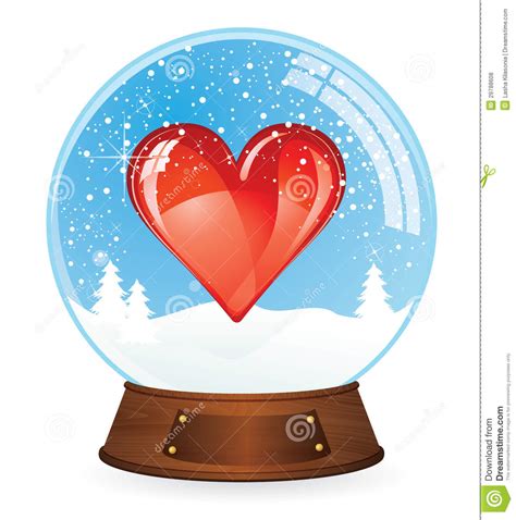 Heart In Snow Globe Stock Illustration Illustration Of Cheerful 29788608
