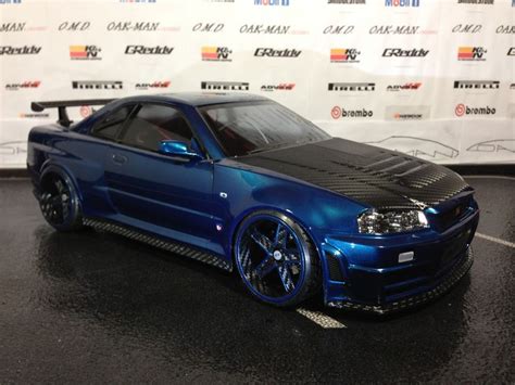 R34 Rc Deep Blue Body Rc Drift Cars Nissan Gtr Skyline Rc Cars