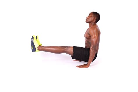 Athletic Man Doing L Sit Ab Exercise