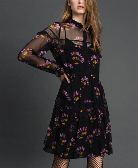 Camouflage And Floral Print Dress