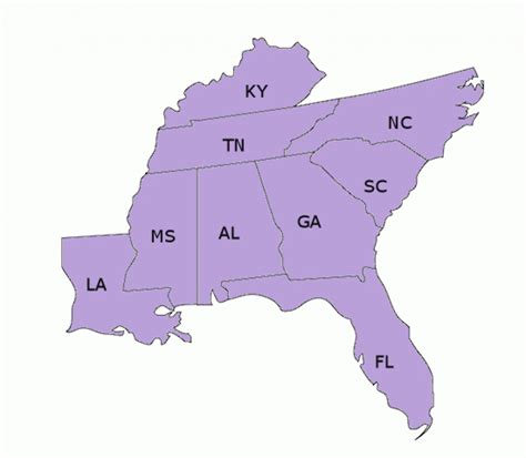 Southeast Region Map With States And Capitals Printable Map