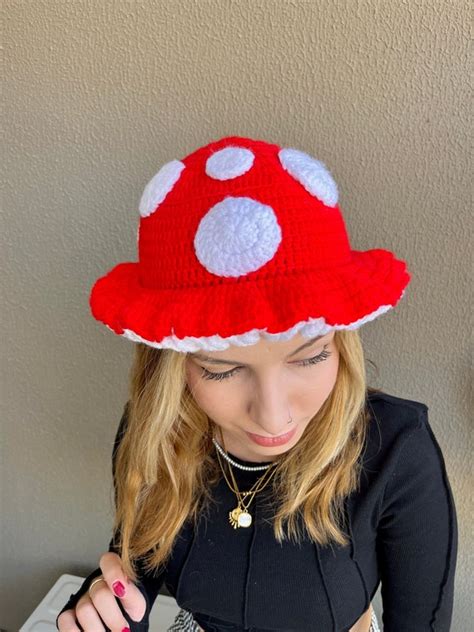 Mushroom Bucket Hat Crochet Mushroom Hat Unisex Halloween Etsy
