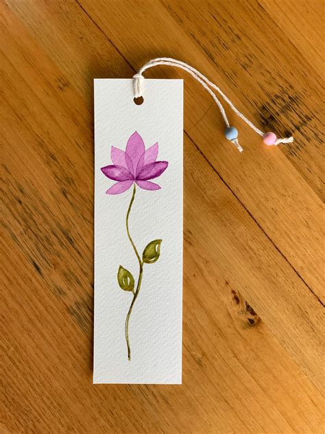 Beautiful Purple Flower Bookmark Original Watercolour Etsy