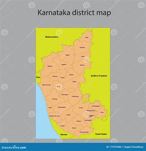 popular district in karnataka karnataka vector map stock vector illustration of background