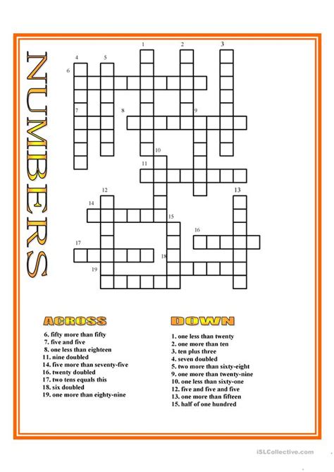 Numbers Crossword English Esl Worksheets For Distance Learning And