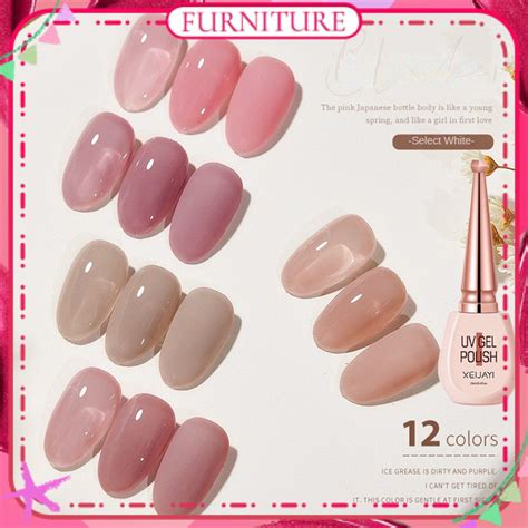 Xeijayi Nail Polish Gel Slightly Tipsy Blush Series Ice Transparent Nude Color Peach Blossom