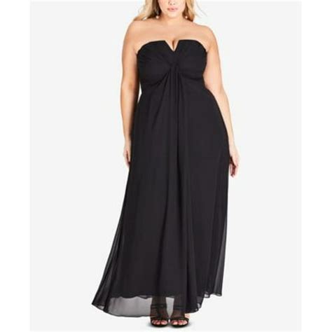 City Chic Trendy Plus Size Strapless Maxi Dress 16w Black