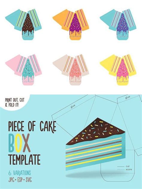 Printable Box Template Cake Slice Birthday Card Pop Up Mens Birthday