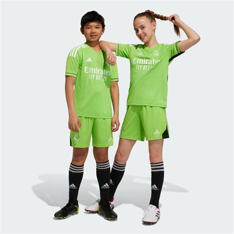 Adidas Real Madrid 2324 Home Goalkeeper Kit Kids Green Adidas Uk