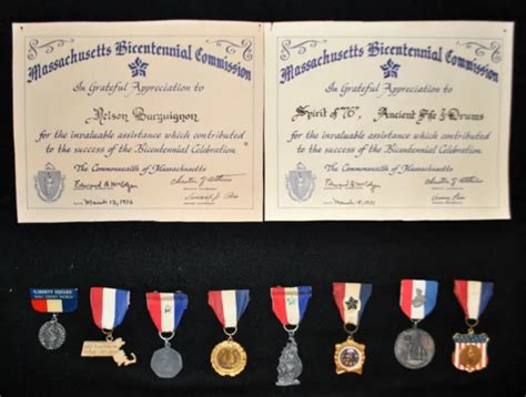 Mass Bicentennial Commission Certificates And Medals Idd Nelson