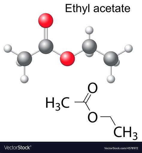 Formula And Model Of Ethyl Acetate Molecule Vector Image