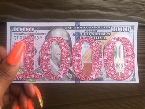 Decorated Pink 1000 Dollar Bill Placeholders Set Of 3 Set Etsy