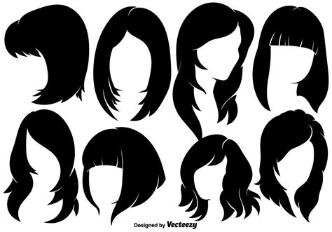 Beautiful Woman With Hairstyles Silhouettes Vector Elements 150866 Vector Art At Vecteezy