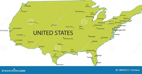 Map Of Usa With Major Cities Stock Vector Illustration Of Political