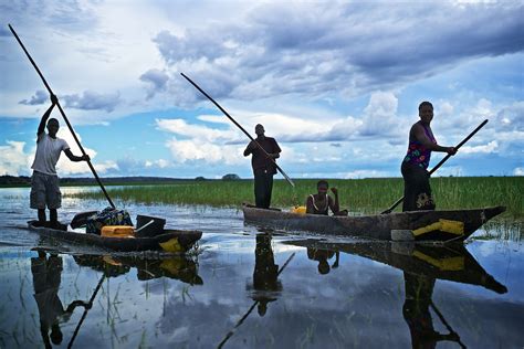 Zambian Men Rowing On Pirogue Lealui Island Barotseland Flickr