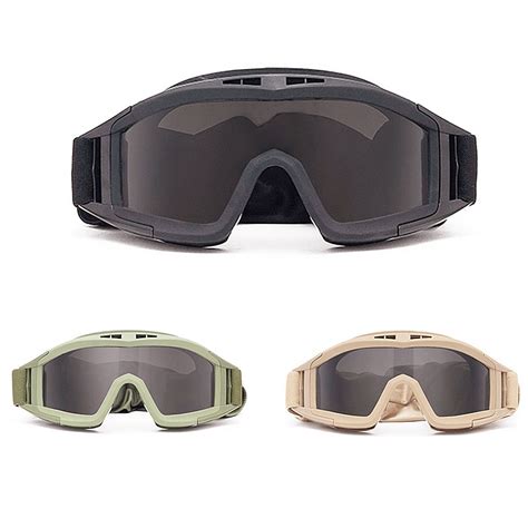 블랙 탄 그린 전술 고글 군사 사격 선글라스 3 렌즈 에어 소프트 페인트볼 방풍 워게임 등산 안경 aliexpress