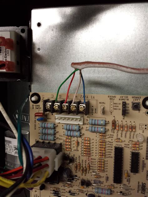 It shows the elements of the circuit as streamlined shapes, and also the power and. hvac - How can I modify a 4 wire thermostat to a new thermostat requiring c wire? - Home ...