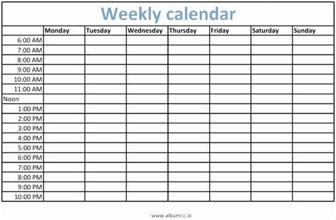 Seven Days Calender Weekly Calendar Template 2023