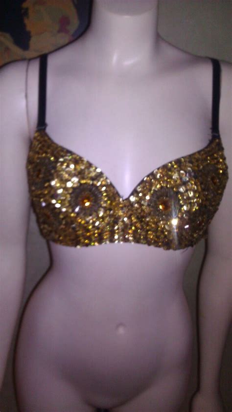 S Vintage Bra Gold Sequins Beads Showgirl By Jillsjewelsfl