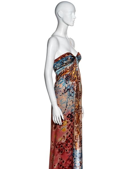 Emanuel Ungaro Couture Silk Strapless Sarong Style Evening Wrap Dress