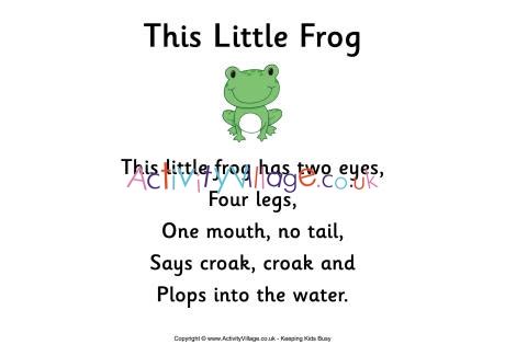 Here you can find the lyrics of 30 of the most popular and fun nursery rhymes for kids in english! This Little Frog Rhyme