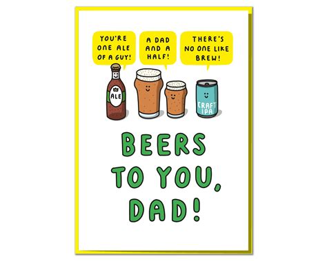 Beers To You Dad Funny Dad Birthday Or Fathers Day Card Etsy