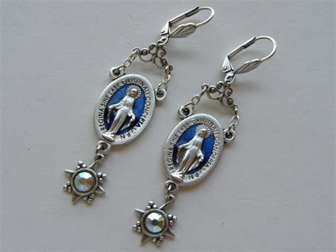 Religious Assemblage Catholic Earrings Virgin Mary Earrings Etsy