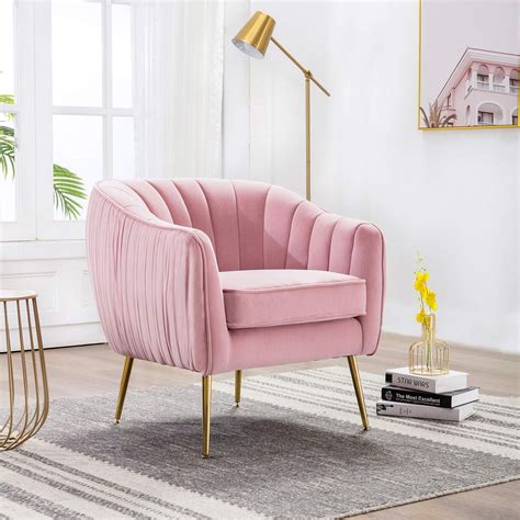 Altrobene Modern Luxury Accent Barrel Chair Velvet Living Room