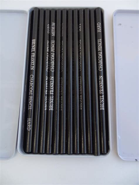 2 Tins Of 12 Charcoal Pencils Brunel Franklin Graphite Sketching