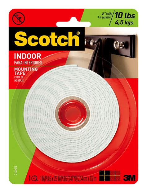 Scotch Indoor Double Sided Mounting Tape White 1 In X 125 In 1 Roll