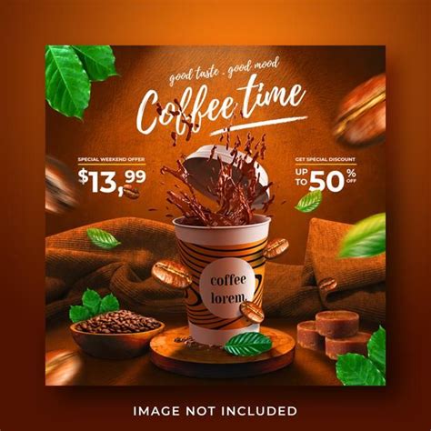 Premium PSD Coffee Shop Drink Menu Promotion Social Media Instagram