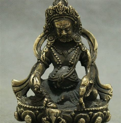 Old Tibet Bronze Collect Buddhism Wealth Yellow Jambhala Buddha Seat
