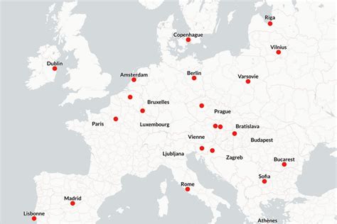 Carte des capitales européennes Touteleurope eu