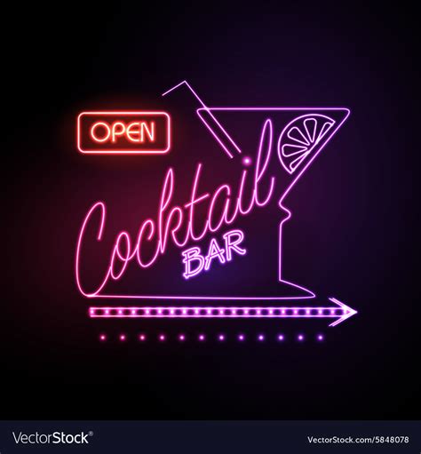 Neon Sign Cocktail Bar Royalty Free Vector Image