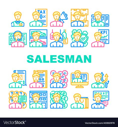 Salesman Business Occupation Icons Set Royalty Free Vector