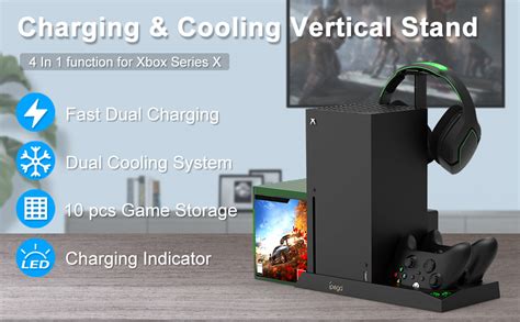 Vertical Stand For Xbox Series X With Cooling Fan Charging Station