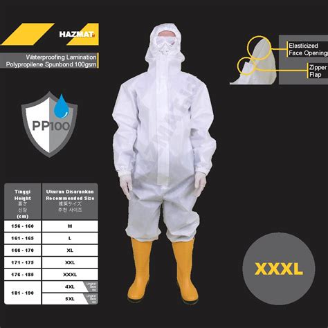 Baju APD Medis Size XXXL 3XL HAZMAT Suit Medical PPE Coverall