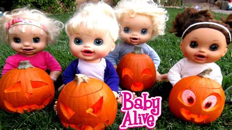 Baby Alive Carve Out Pumpkins For Halloween Youtube