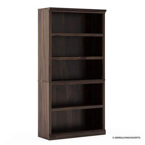 Kiana Rustic Solid Wood 5 Shelf Standard Bookcase
