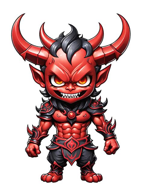 Ai Generated Chibi Demon With Horns Cartoon Character Llustration On