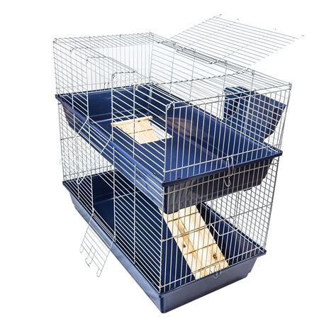 2 Tier Large Indoor Rabbit Pet Cage Double Guinea Pig Rat Hutch Twin