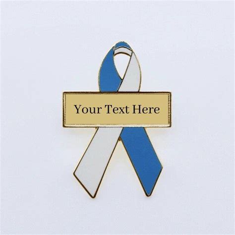 Teal And White Personalized Awareness Ribbons Pins Custom Engraved