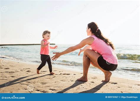 Mother And Daughter Having Fun Stock Image Image Of Seaside Together 80976967
