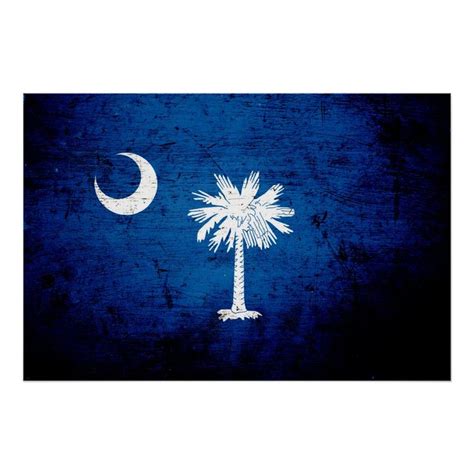 Black Grunge South Carolina State Flag Poster Zazzle South Carolina