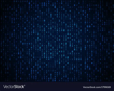 Binary Code Dark Blue Background Big Data Vector Image