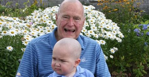 George H W Bush Shaves Head For Leukemia Patient