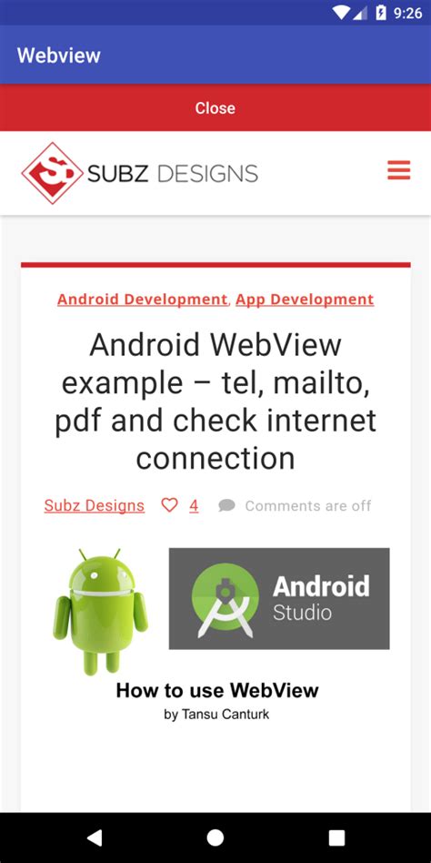 Display html text in textview. Android WebView example - tel, mailto, pdf and check ...